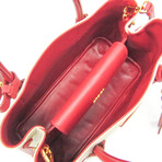 Prada // Saffiano Leather + Canvas Classic Two-Way Bag // Beige + Fuoco // Pre-Owned