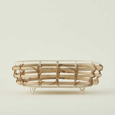 Dawn Round Woven Rattan Basket with Metal Frame