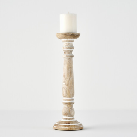 Dora Mango Wood Pillar Candle Holder