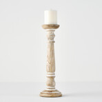 Dora Mango Wood Pillar Candle Holder
