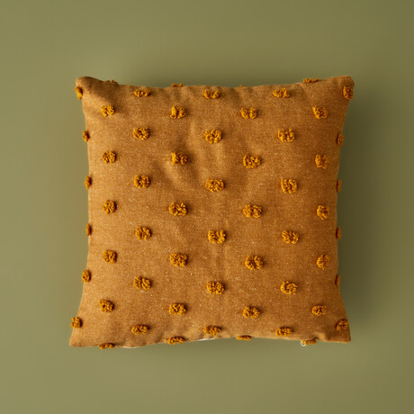 Maroc Cotton Dotted Throw Pillow (Mustard)