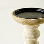 Dora Mango Wood Pillar Candle Holder