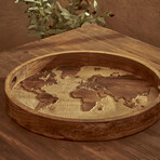 Tina Mango Wood World Map Decorative Tray
