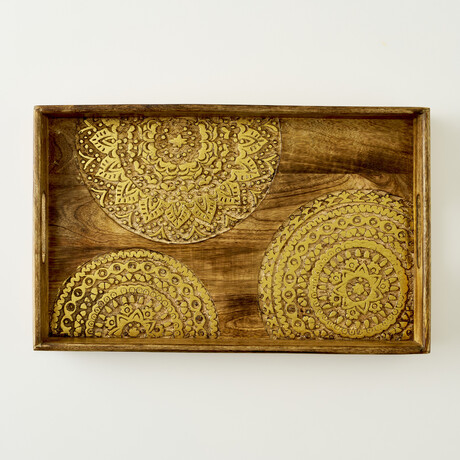 Cera Carved Mango Wood Decorative Tray
