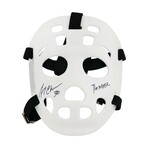 Gerry Cheevers // Signed WhiteThrowback Goalie Mask With Black Straps