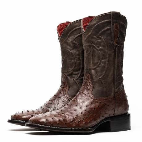 Alabama Ostrich Quill Western Boots // Kango Tabac (10)