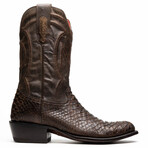 Kansas // Python Leather Western Boots // Brown (7)