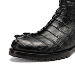Marlboro // Caiman Back Leather Western Boots // Black (7)