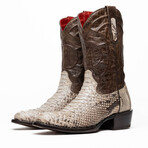 Kansas // Python Leather Western Boots // Natural (7)