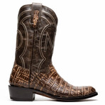 Phoenix // Caiman Belly Leather Western Boots // Stone Brown (10)