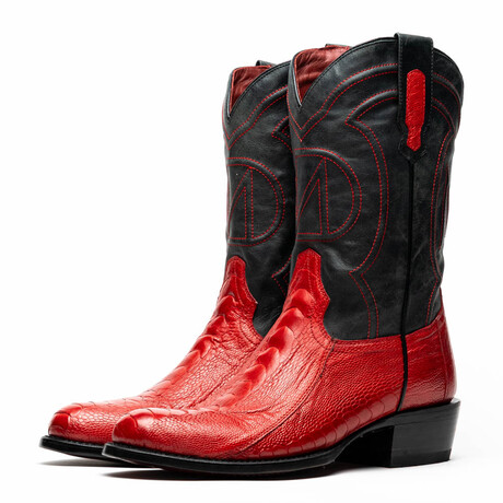Denver Ostrich Leg Western Boots // Red (10)