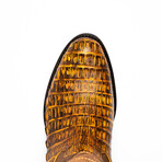 Phoenix // Caiman Belly Leather Western Boots // Mustard Brown (7)