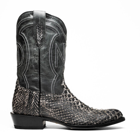 Kansas // Python Leather Western Boots // Stone White (7)