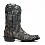 Kansas // Python Leather Western Boots // Stone White (7)