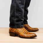 Phoenix // Caiman Belly Leather Western Boots // Mustard Brown (7)