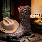 Kansas // Python Leather Western Boots // Brown (7)
