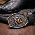 Kansas // Python Leather Western Boots // Black (7)