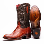 Denver Ostrich Leg Western Boots // Rustic Cognac (10)