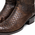 Kansas // Python Leather Western Boots // Brown (7)