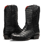 Marlboro // Caiman Back Leather Western Boots // Black (7)