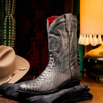 Kansas // Python Leather Western Boots // Stone White (7)
