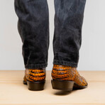 Phoenix // Caiman Belly Leather Western Boots // Mustard Brown (7)