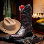 Kansas // Python Leather Western Boots // Blackcherry (7)