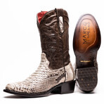 Kansas // Python Leather Western Boots // Natural (7)