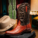 Denver Ostrich Leg Western Boots // Rustic Cognac (10)