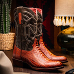 Denver Ostrich Leg Western Boots // Rustic Cognac (10)