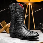 Marlboro // Caiman Back Leather Western Boots // Black (7)