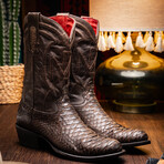 Kansas // Python Leather Western Boots // Brown (7)