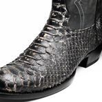 Kansas // Python Leather Western Boots // Stone White (7)