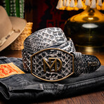 Arkansas // Python Leather Belt // Antique Newspaper (36)