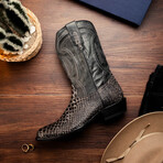 Kansas // Python Leather Western Boots // Stone White (7)