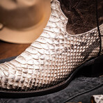 Kansas // Python Leather Western Boots // Natural (7)