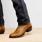 Phoenix // Caiman Belly Leather Western Boots // Mustard Brown (7)