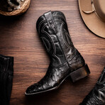Alabama Ostrich Quill Western Boots // Black (10)