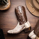 Kansas // Python Leather Western Boots // Natural (7)