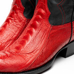 Denver Ostrich Leg Western Boots // Red (10)