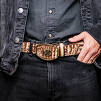 Montana // Caiman & Calf Leather Belt // Stone Orix (36)