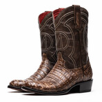 Phoenix // Caiman Belly Leather Western Boots // Stone Brown (10)