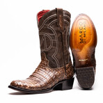 Phoenix // Caiman Belly Leather Western Boots // Stone Brown (10)