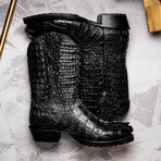 Marlboro // Caiman Back Leather Western Boots // Black (7)