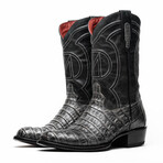 Phoenix // Caiman Belly Leather Western Boots // Stone Gray (10)
