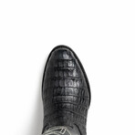 Phoenix // Caiman Belly Leather Western Boots // Black (7)
