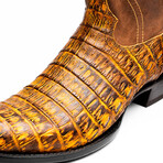 Phoenix // Caiman Belly Leather Western Boots // Mustard Brown (7)