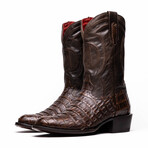 Phoenix // Caiman Belly Leather Western Boots // Aged Brown (7)