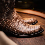 Phoenix // Caiman Belly Leather Western Boots // Stone Brown (10)