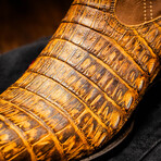 Phoenix // Caiman Belly Leather Western Boots // Mustard Brown (7)